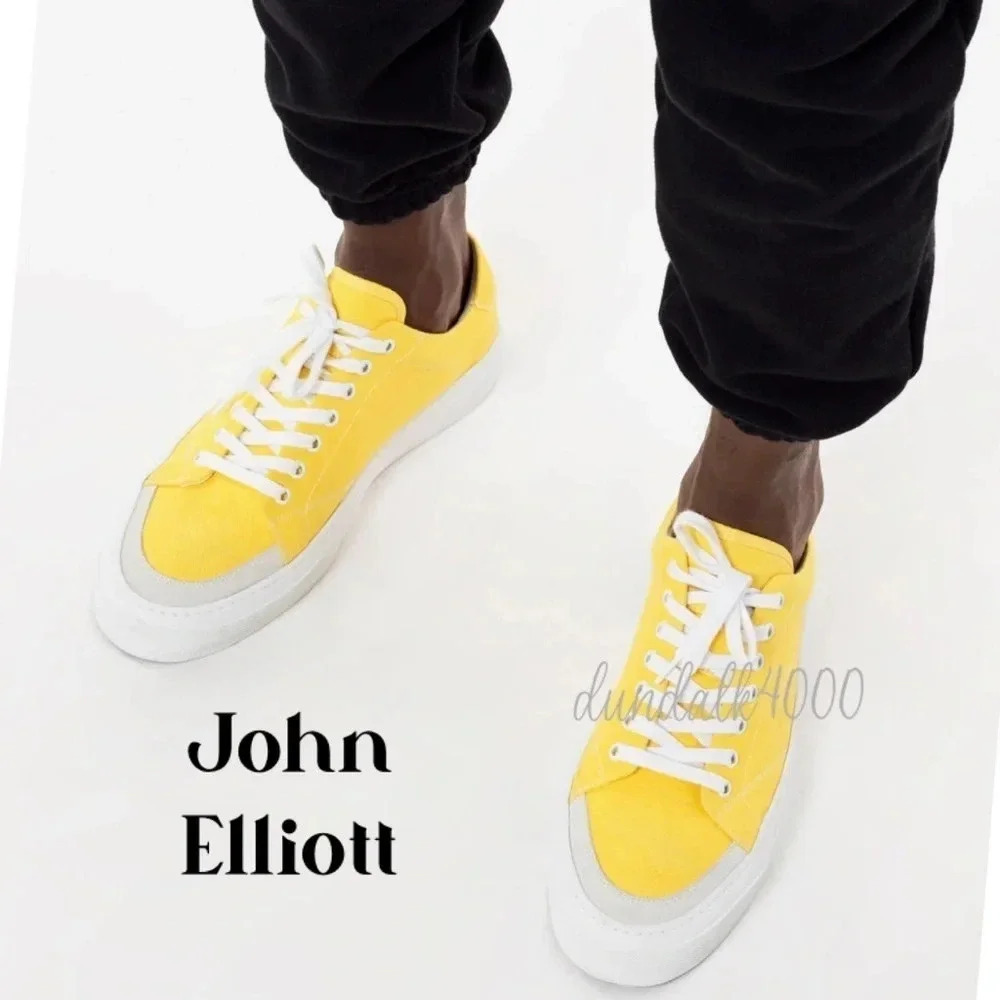 John Elliott Mens Haze Low Canvas In Canary Italian Made EU 41 US 8